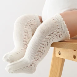 0-2Y Newborn Baby Socks Breathable Mesh Cotton Knee High Girls Sock Toddlers Long Tube Sock Kids Hollow Out Infant Long Socking