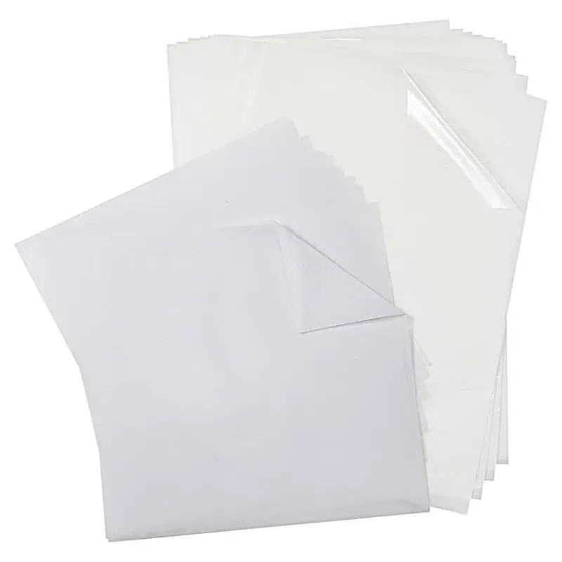 [NEW!A08R】 20 Pcs Double Sided Iron On Adhesive Sheets With 100 Pcs Tear Away Machine Embroidery Stabilizer Backing For DIY Craf