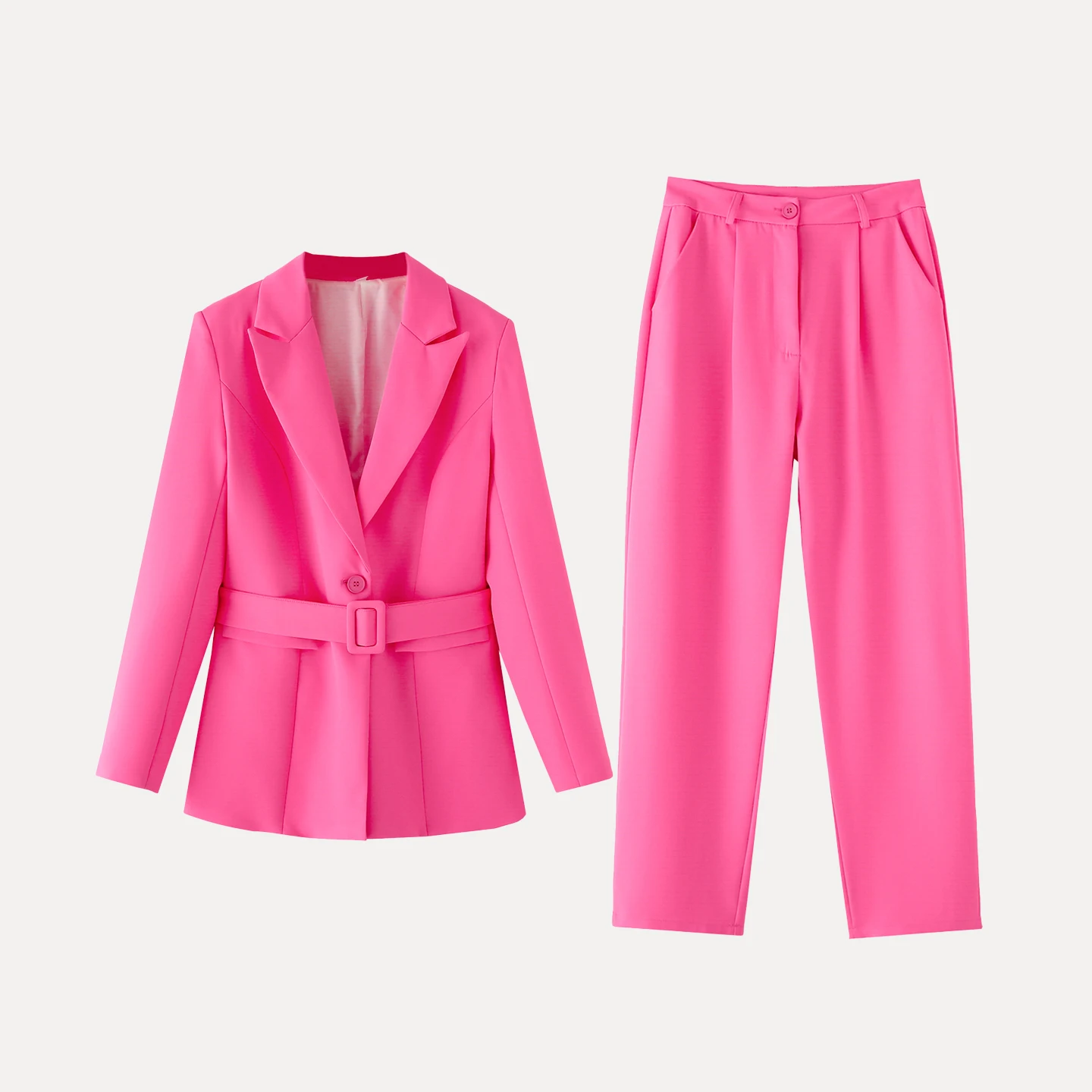 

High Waist Profional Women's Suit Pants Set Autumn 2025 Faion Casual Sle Two-Piece Set for Adults All Seasons Wear