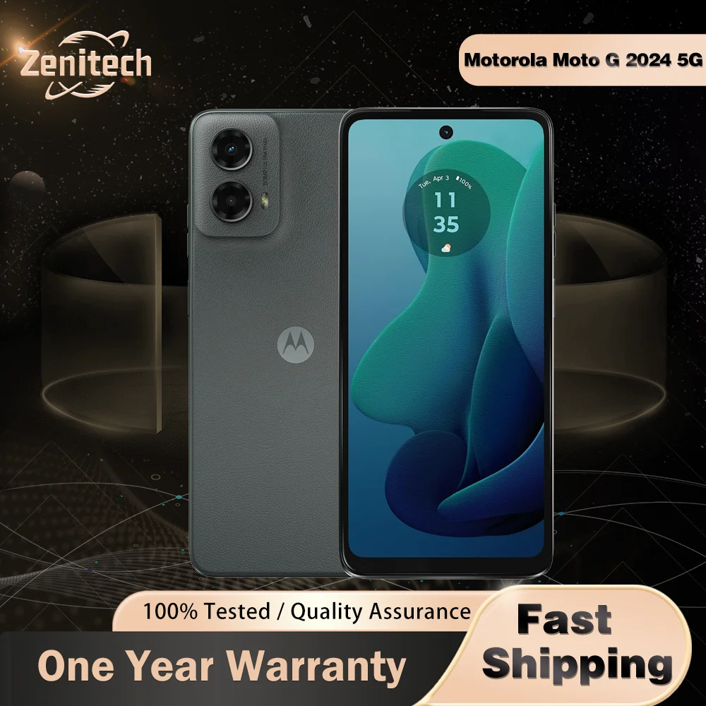 الأصلي موتورولا موتو G 2024 2417-X 5G الهاتف المحمول 4GB RAM 128GB ROM 6.6 "IPS LCD 120 هرتز Snapdragon 4 Gen 1 أندرويد الهاتف الخليوي