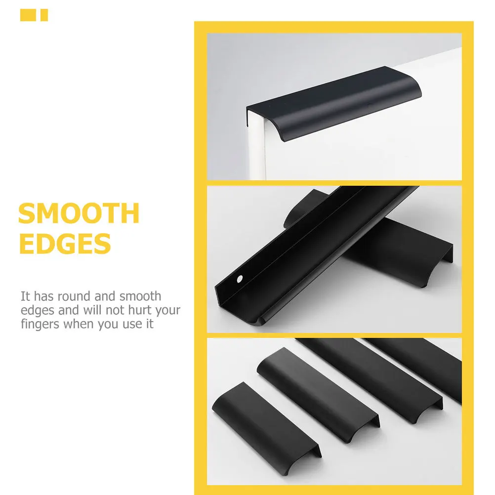 

4pcs Punch-Free Cabinet Handles Invisible Drawer Pull Modern Aluminium Alloy Flush Mount For Kitchen Wardrobe Cupboard Furniture
