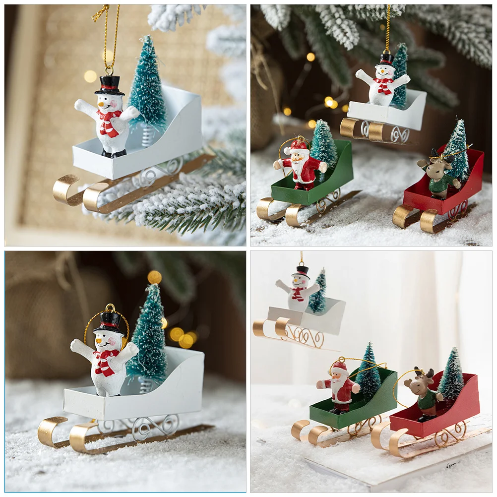 

Christmas Tree Hanging Sleigh Ornament Iron Sleigh Desktop Decor Indoor Rustic Holiday Sled Xmas Tree Decor Rustic Holiday Sled