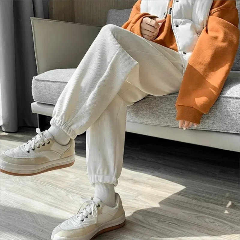 Women Warm Winter Plush Thick Corduroy Pants Female Casual Korean Style Sweatpants Loose Harem Long Trousers