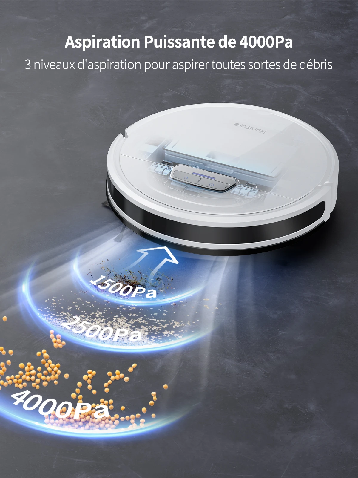 HONITURE Robot Vacuum and Mop Combo 4000pa Strong Suction Robot Vacuum Cleaner with Self-Charging 150Mins Max Super-Slim