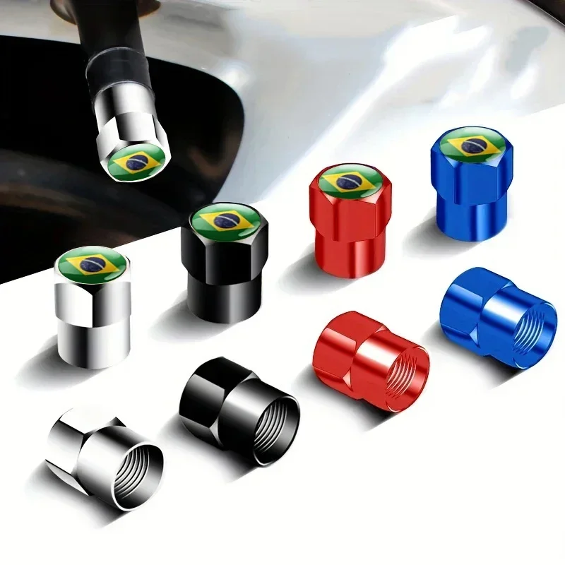 4PCS Brazil Flag Car Wheel Tire Valve Caps Tyre Stem for Honda Mugen Accord Fit Odyssey CRV Pilot Civic City Jade Insight