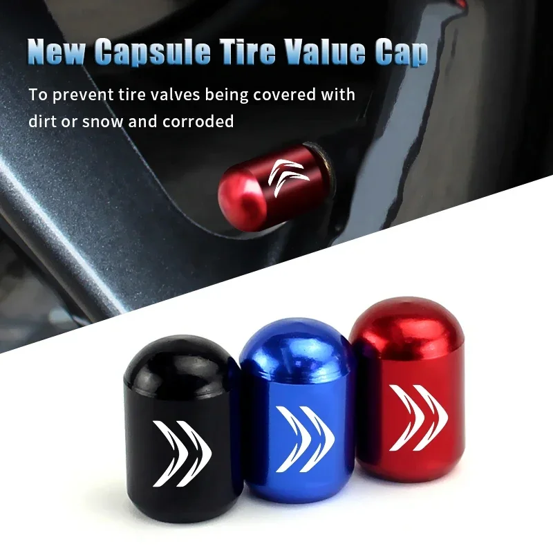 4pcs Car Anti Dirty Tyre Air Valve Stem Cap Cover for Citroen C4 Aircross Picasso Berlingo Elysee C3 C2 Cactus C5 Saxo Xsara DS3