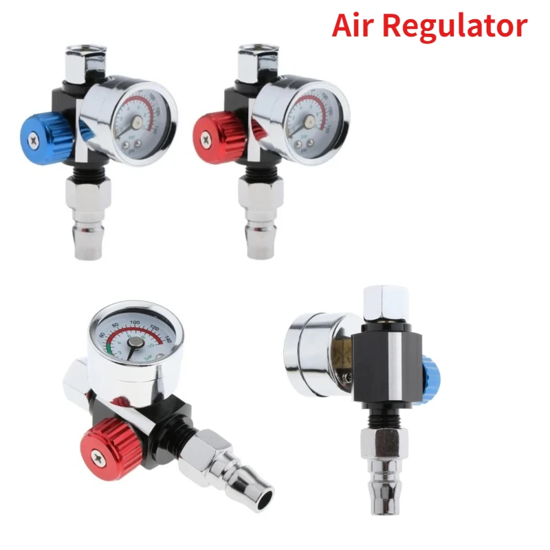 1/4' Air Pressure Regulator Spray Paint Gun Air Pressure Gauge Pneumatic Tool G1/4' Thread Port Air Regulator 0-140PSI/10Bar