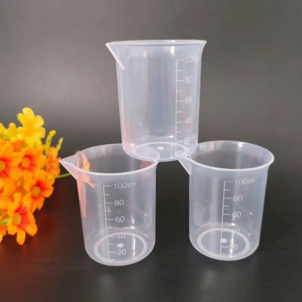 Portable for Kitchen Laboratory Test Plastic with Scale Transparent Graduated Cylinder Measuring Cup Mixing Cups Beaker