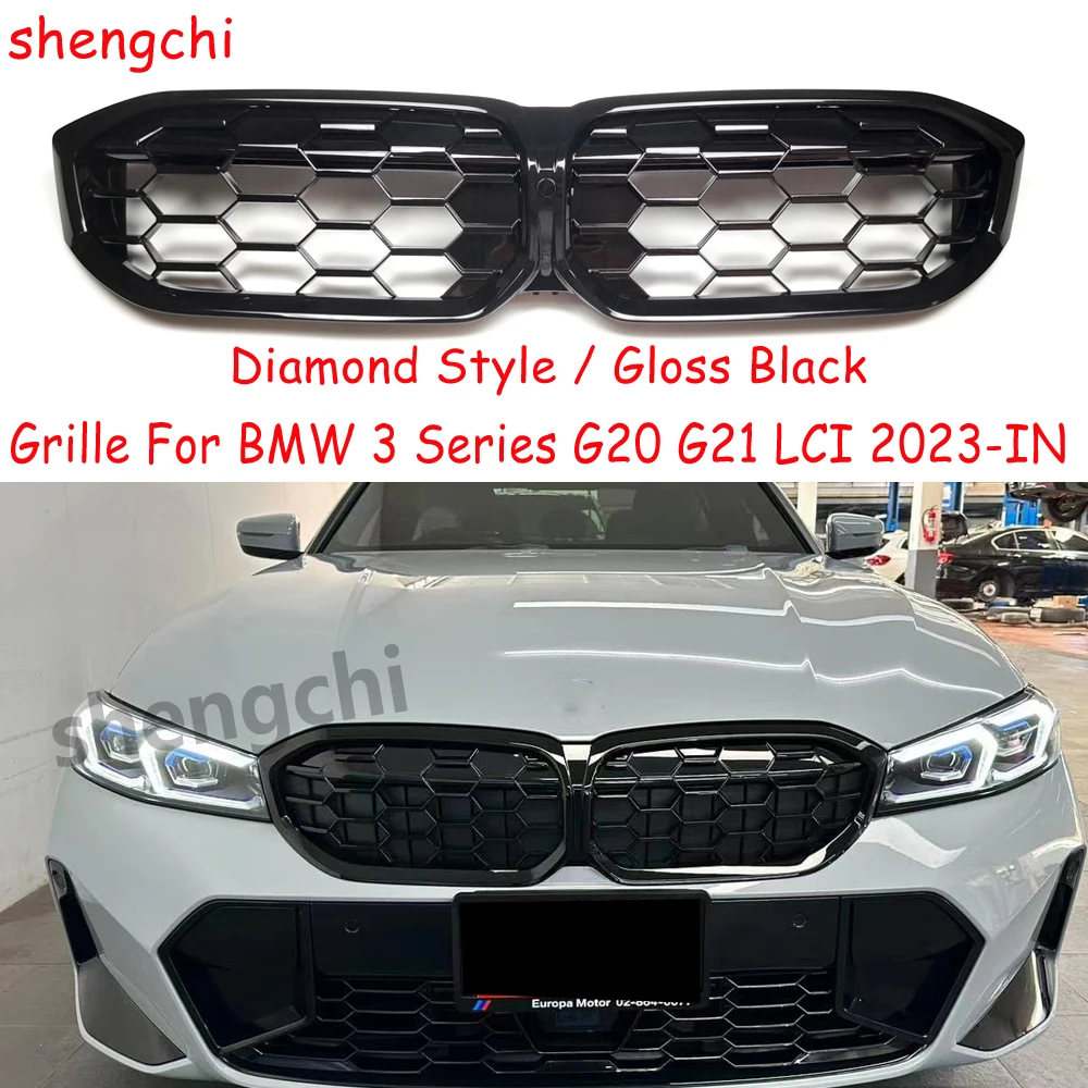 

G20 G21 LCI Diamond Style Front Bumper Grille For BMW 3 Series G20 G21 lci 318i 320i 325i 330i M340i Replacement Grills 2023+