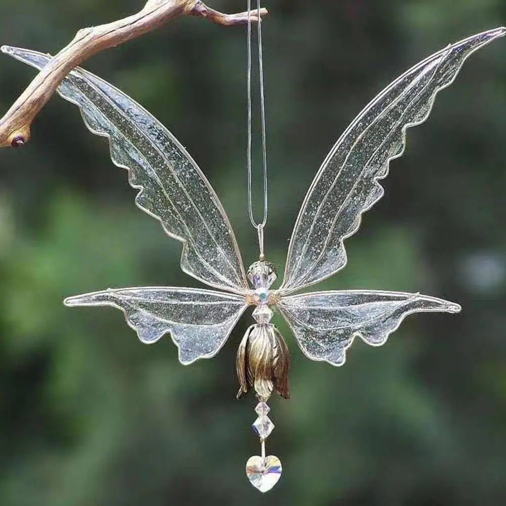 

Compatible Car Windshield Pendant Epoxy Versatile 2 Colors Fairy Butterfly Angel Wind-bell Home Pendant Wear-resistant