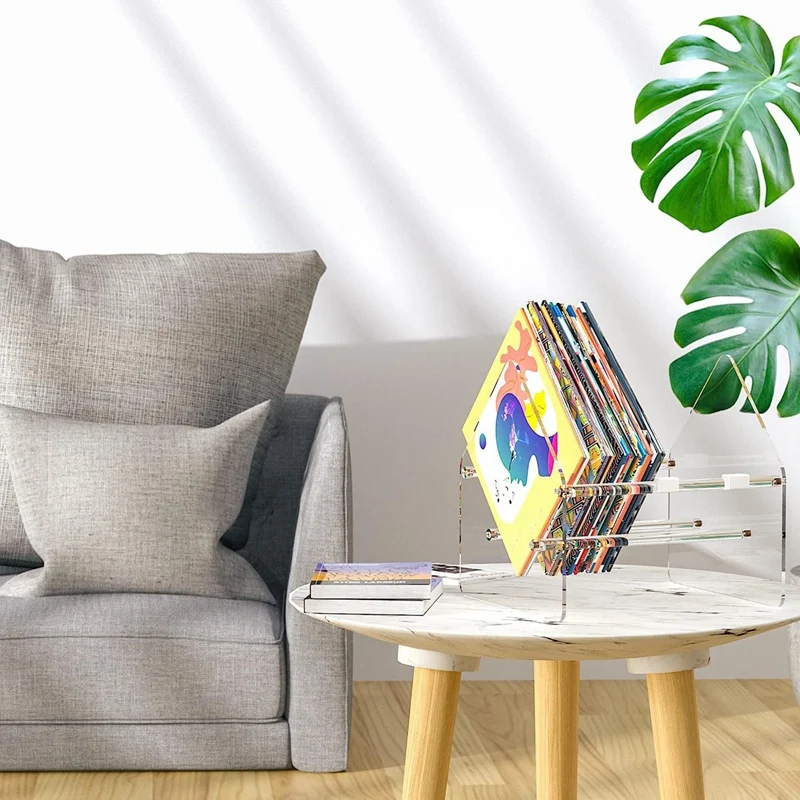 Clear Vinyl Record Holder Acrylic Books Storage Display Stand Vinyl Record Storage Stand (2 Pack)