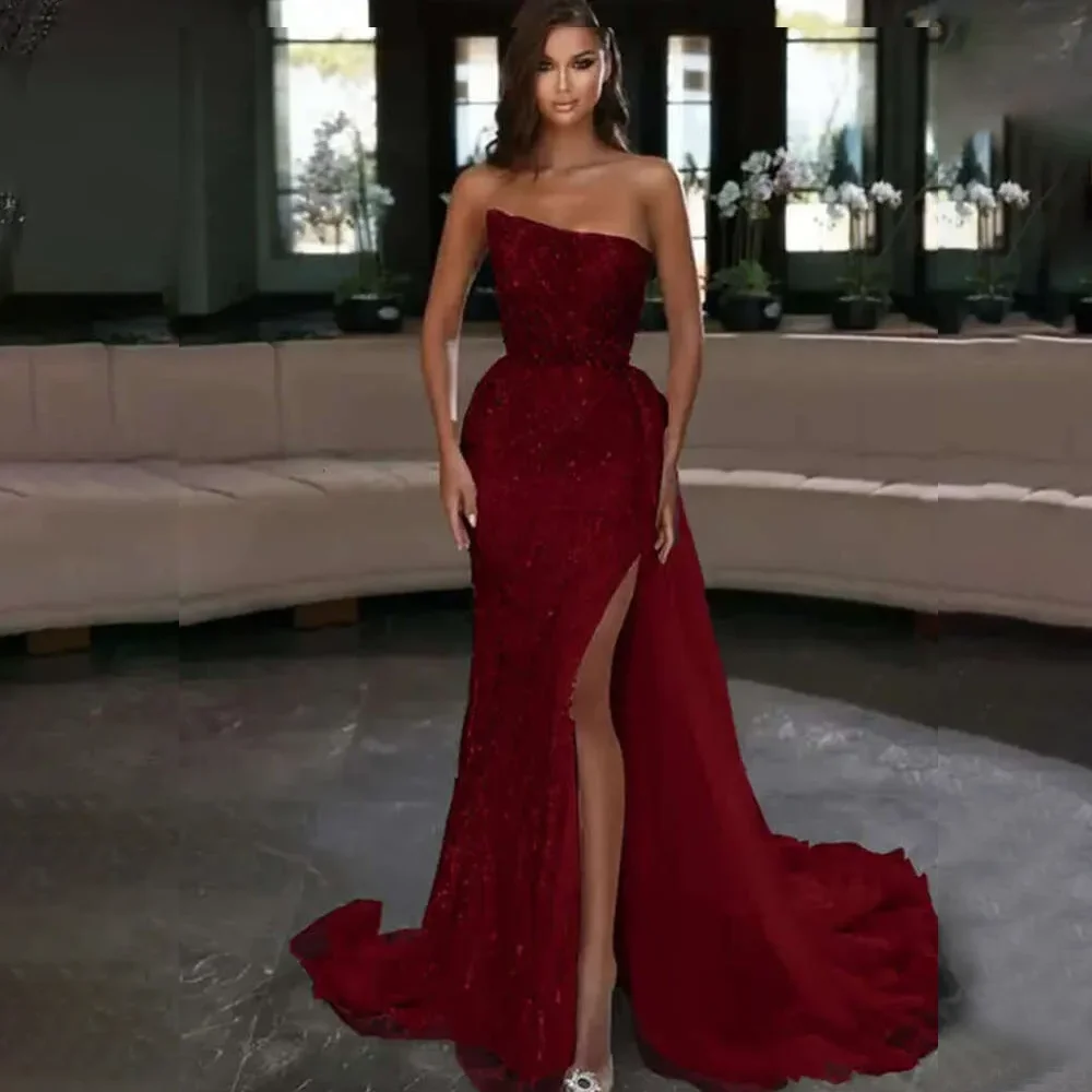 Flowers Mermaid Evening Dress Glitter Party Dress Sleeveless Arabic Women Gowns Princess Dress فساتين مناسبة رسمية Customized image 5