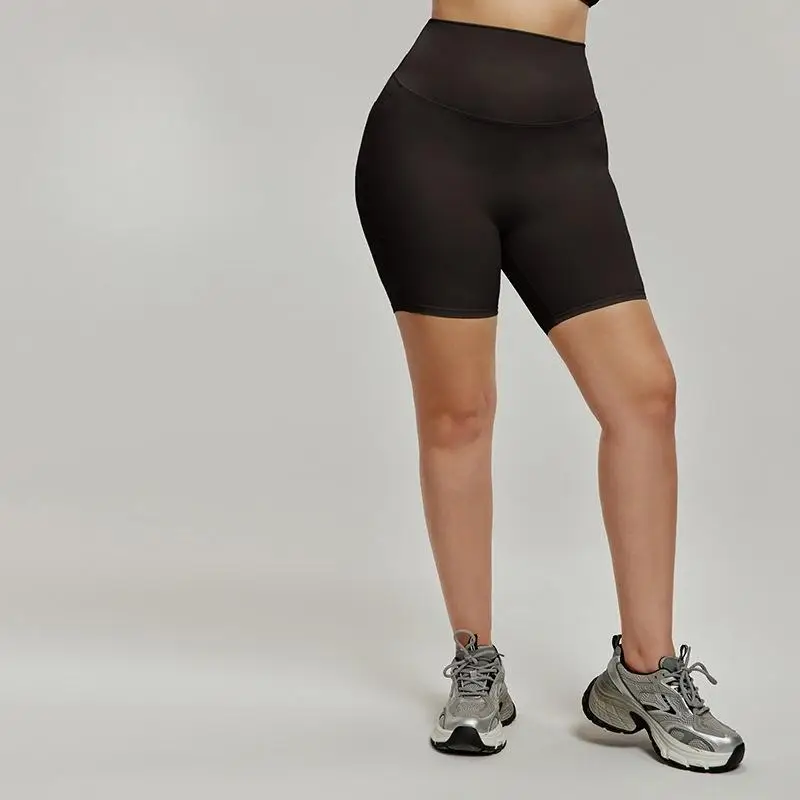 High Waist Women's Yoga Shorts 7A Antibacterial Cycling Pants Euro-American Sizes L XL XXL XXXL in Purple Yellow Green