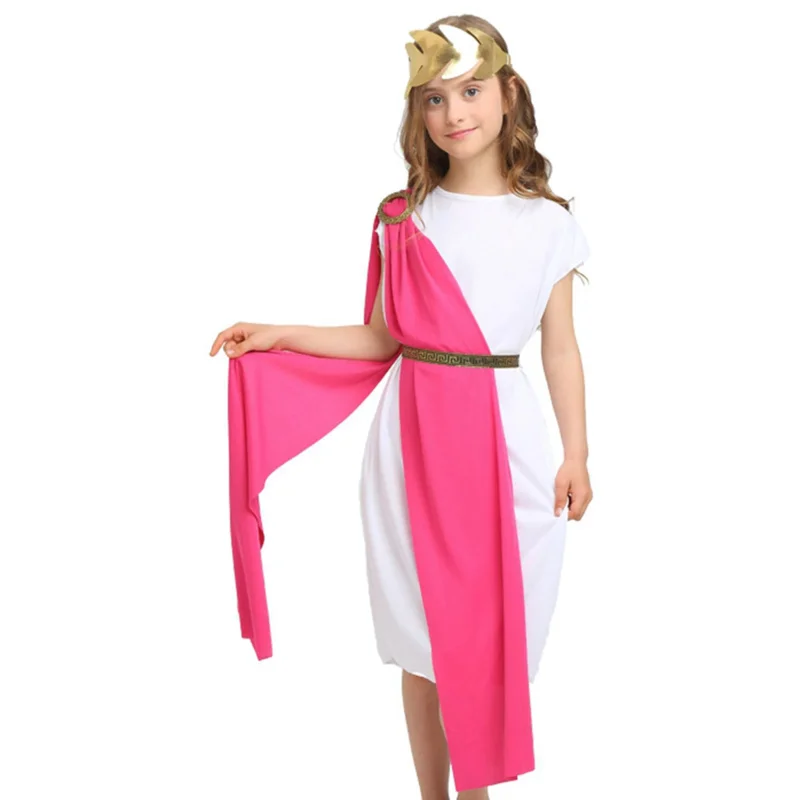 Greek Toga Costume for Boys Girls Kids Ancient Greece Prince/Princess Cosplay Fancy Outfit Mythos Grecian Rome Toga Dress Up