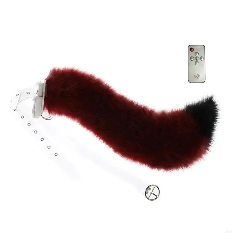 h58e 전기 늑대 귀 귀와 꼬리 모피 늑대 귀에 머리 밴드 테일 할로윈 코스프레 늑대 의상 액세서리 어린이 성인