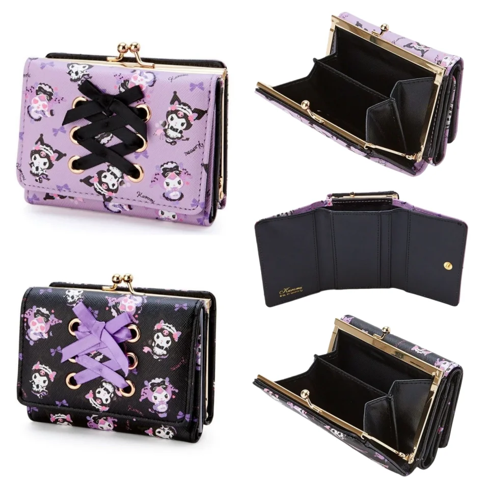

Sanrio Kuromi Multifunctional Folding Cartoon Cute Short Wallet Pu Leather Change Folder Versatile Portable Girls Gift Toys Cute