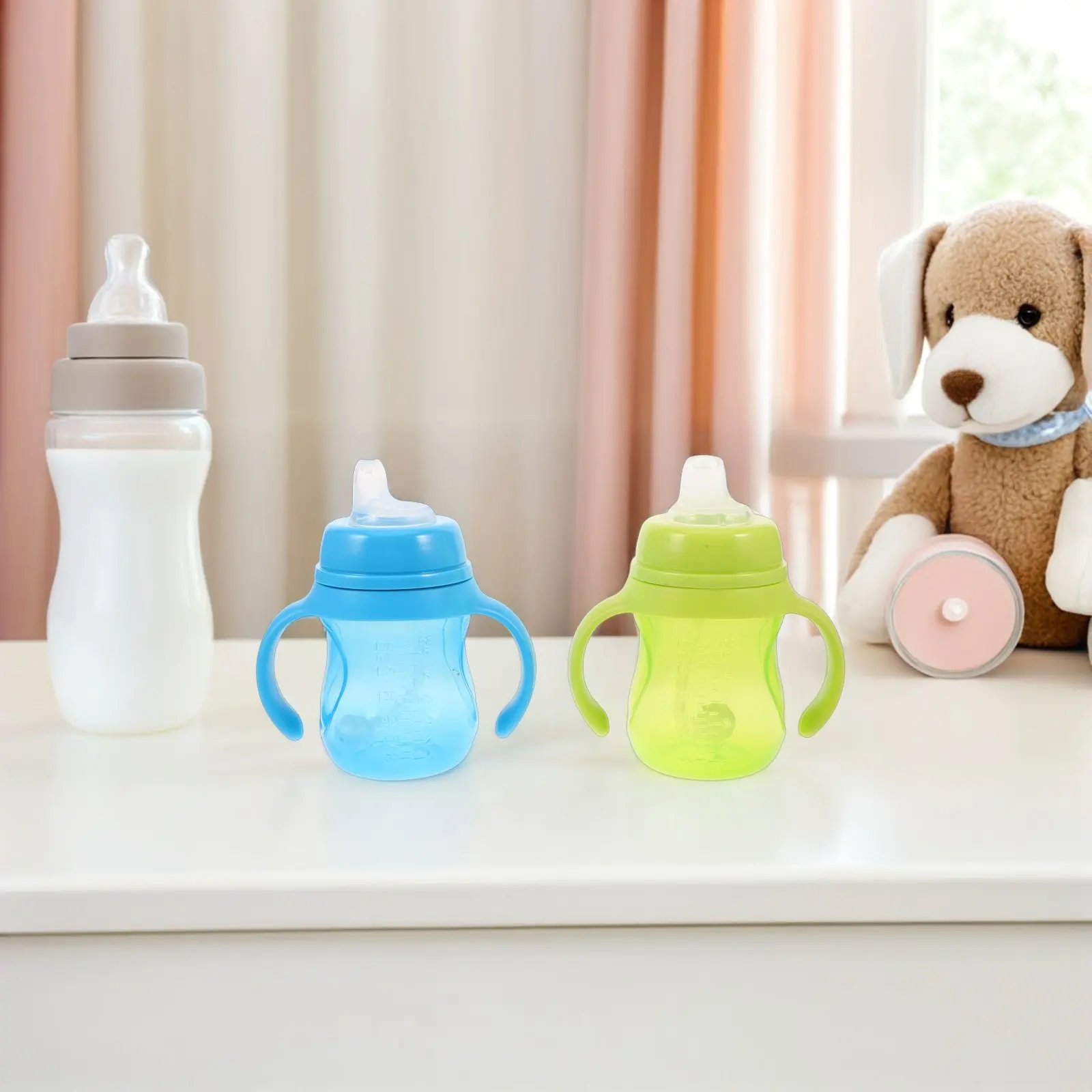 lot-de-2-tasses-d'apprentissage-pour-bebe-de-180-ml-couleurs-vives-doubles-poignees-paille-lestee-anti-fuite-pour-tout-petits-en-transition