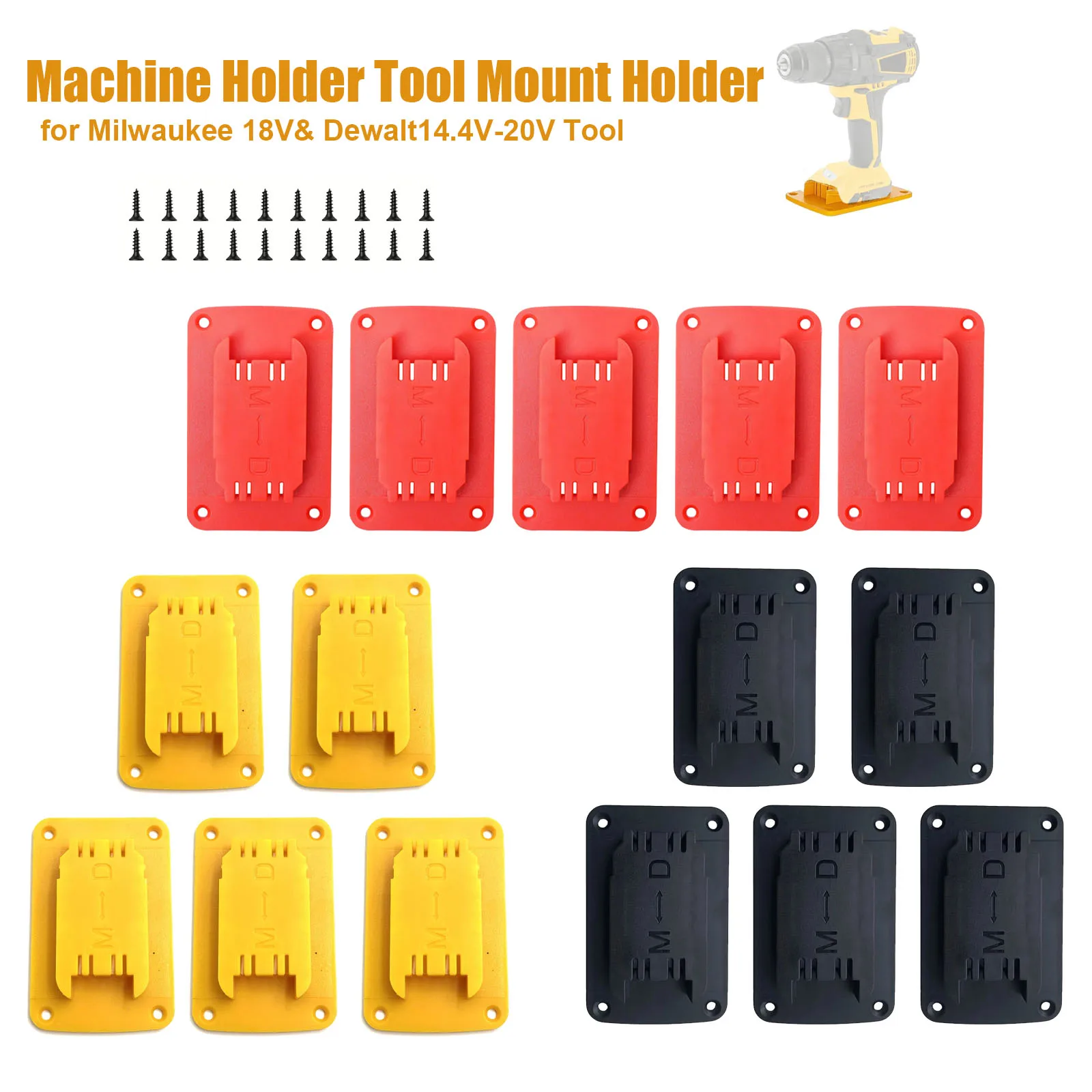 NEW 5Pcs Tool Holder Dock Wall Mount Storage Rack For Dewalt 14.4V/18V/20V For Milwaukee 18V Fixing Devices Drill Tools Holder