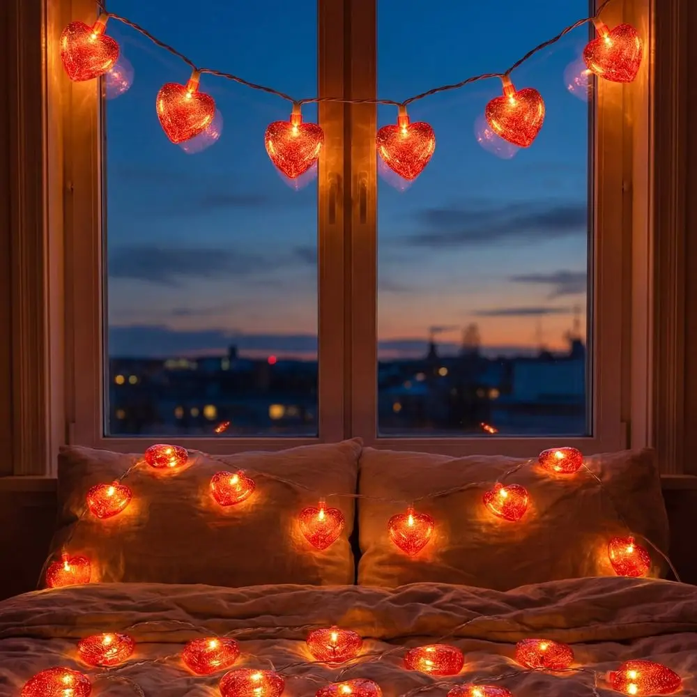 

Battery Operated Heart Shaped LED String Lights LED Lights Heart Shape Design Heart String Lights Fairy Light Style Romantic