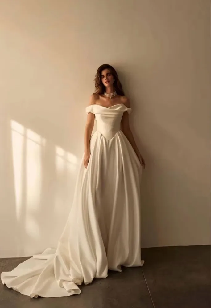 Lakshmigown Damen Satin Hochzeitskleid 2027 Hofschleppe Brautkleid Vestido De Casamento Maßanfertigung – Detail 5