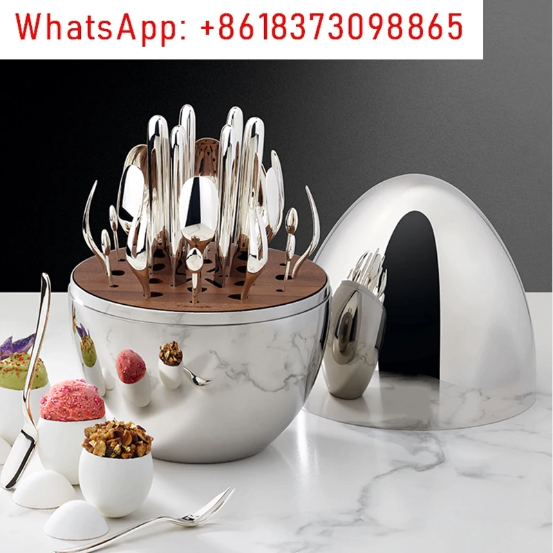 

Coffee Silver Coffee Dessert Spoon Fork Gift Box Tableware Dinnerware For Kitchen Family Hotel Restaurant