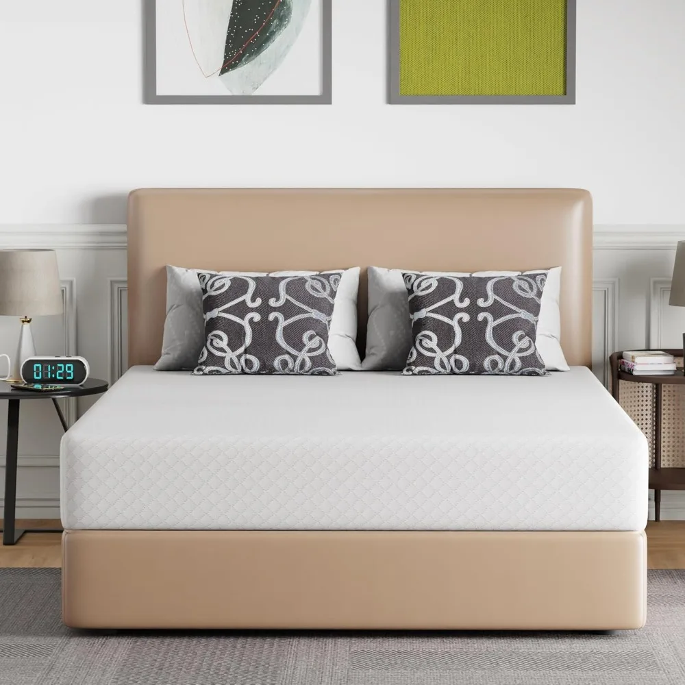 

10 Inch Queen Mattress Medium Firm Gel Memory Foam Mattress | White | Bed in a Box, CertiPUR US Certified | Pressure R