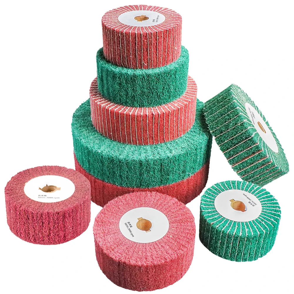 1pc 100/125/150/200/250mm Polishing Wheel Non-Woven Flap Brush Nylon Fiber Disc Red Green