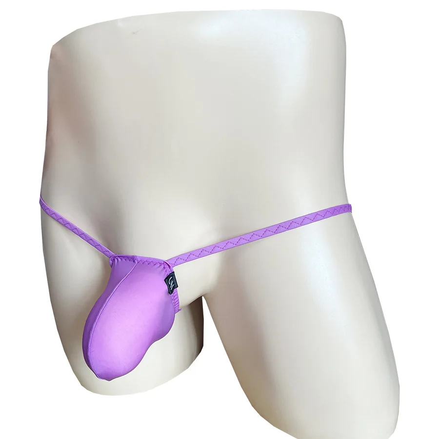 

Ice Silk T Back Thong for Men Sexy Low Rise Mini G-string Gays Erotic Bulge Pouch Open Buttocks Underwear Ice Silk Micro Bikini