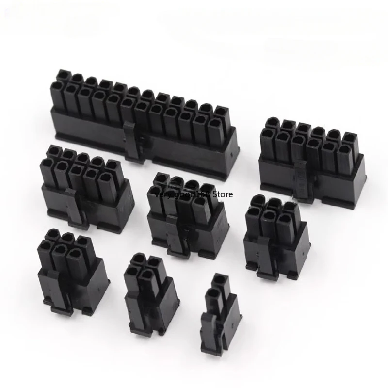 10PCS/Lot 5557-R 5557 4.2mm black 4+4pin 8P 8PIN male plastic shell Housing for PC computer ATX CPU Power connector