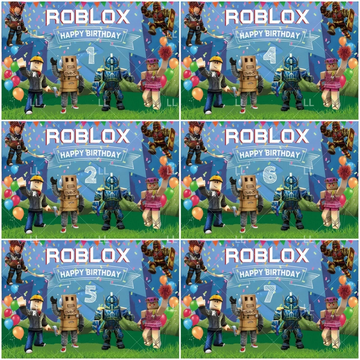 

Roblox Game Theme Age Number Birthday Party Decoration Boys Girls Celebrate Supplies Cartoon Character Photo Background Kid Gift