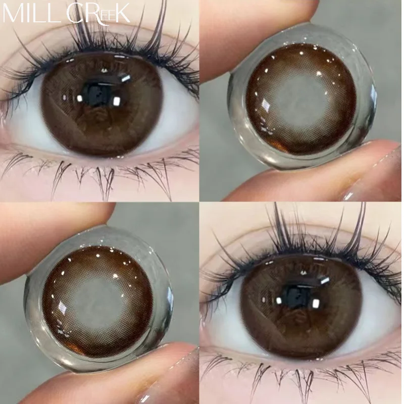 MILL CREEK 1 Pair Korean Brown Contact Lenses With degree Beautiful Pupils for Natural Colorful Contact Lens Fashion Yearly Use