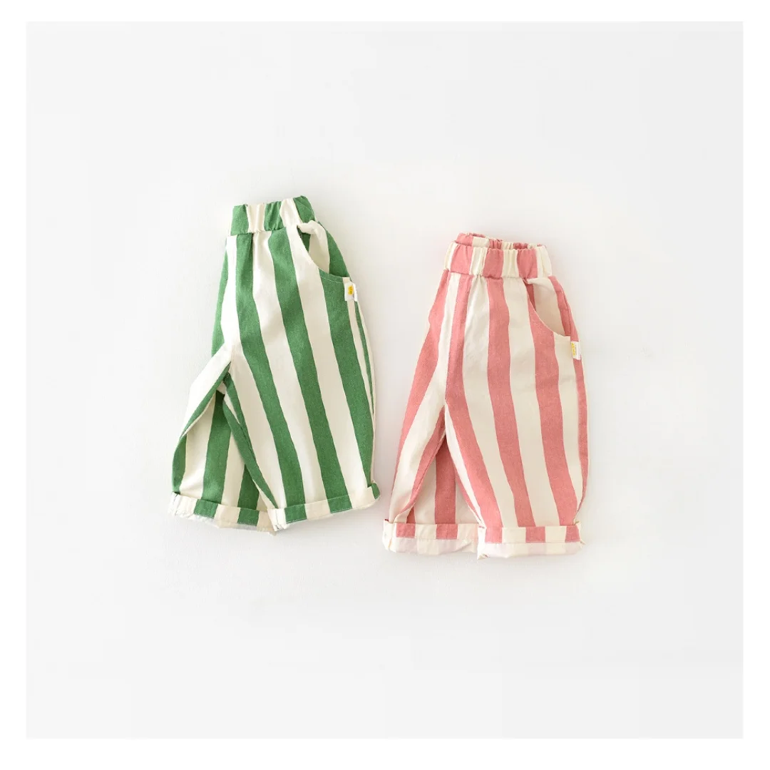 

0-3Y Girl Boy Loose Comfortable Trousers Baby Autumn Clothes Pants Cotton High Waist Colorful Stripe Casual Long Pants for Kids