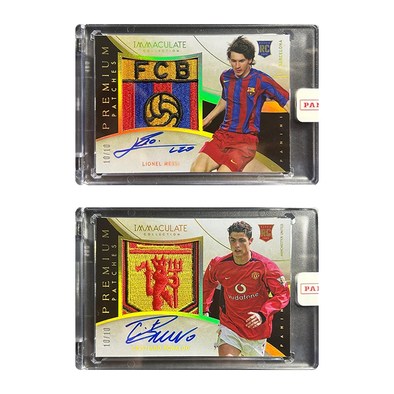 carte-de-collection-imm-cut-et-maillots-signes-messi-et-cristiano-ronaldo-carte-de-collection-carte-a-sangle-de-football-carte-en-briques-carte-faite-maison