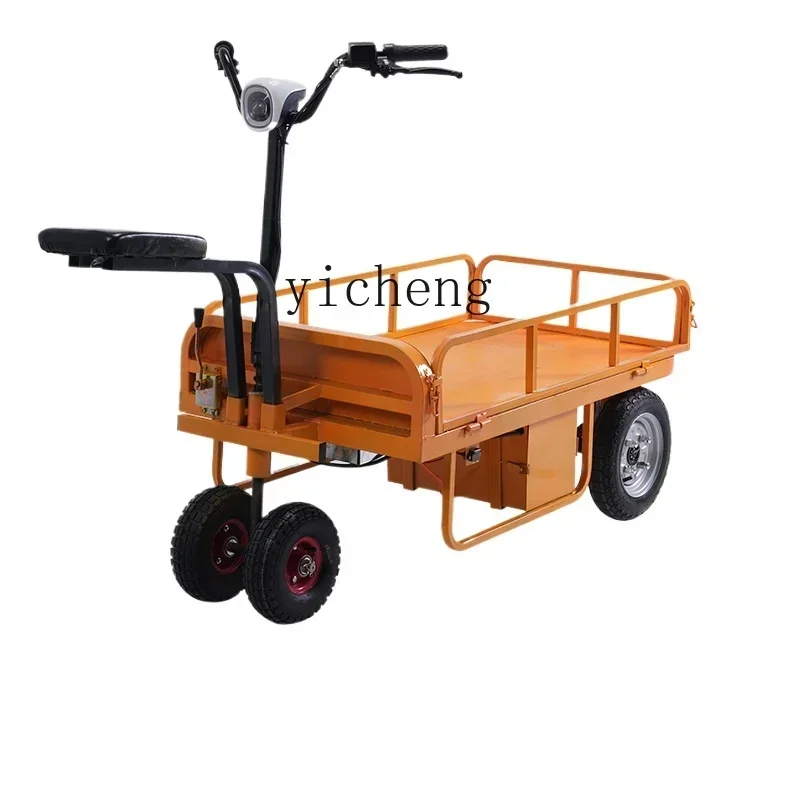 

electric flat truck construction site small push transport truck supermarket moving warehouse hand push turnover truck