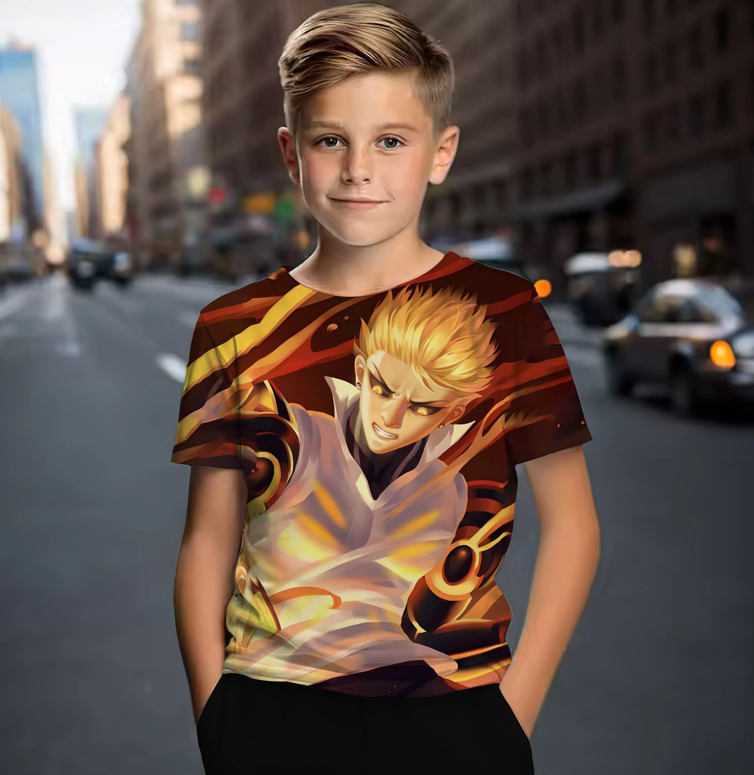 2024 new summer style super cool boys cute girls casual short-sleeved T-shirt One Punch Man pattern 3D printed children's tops