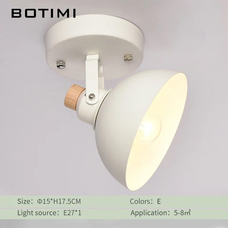 BOTIMI LED Wall Lamp Wooden Wall Sconce Adjustable Luminaira Metal Lampshade Bedside Light White Reading Lighting Fixture