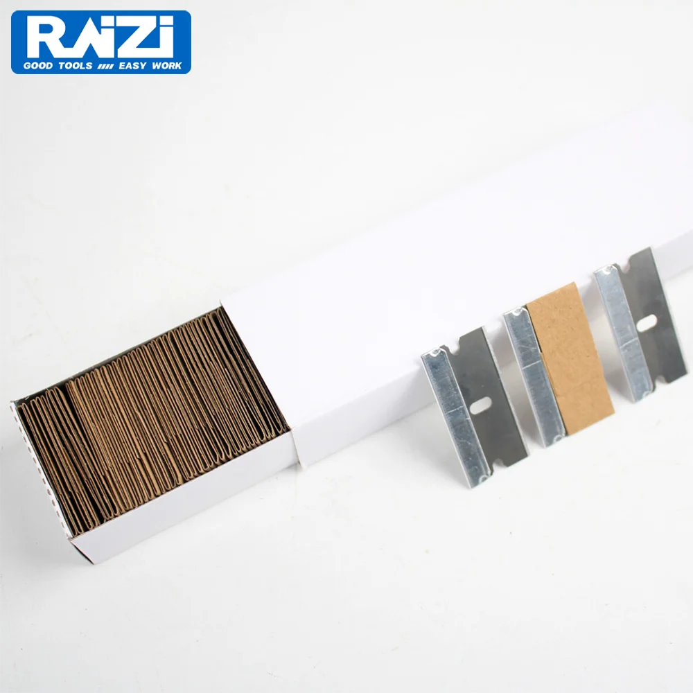 Raizi 100 pz/lotto lame di rasoio a bordo singolo in acciaio al carbonio di sicurezza per adesivi pala pulita per la rimozione della colla del vecchio Film