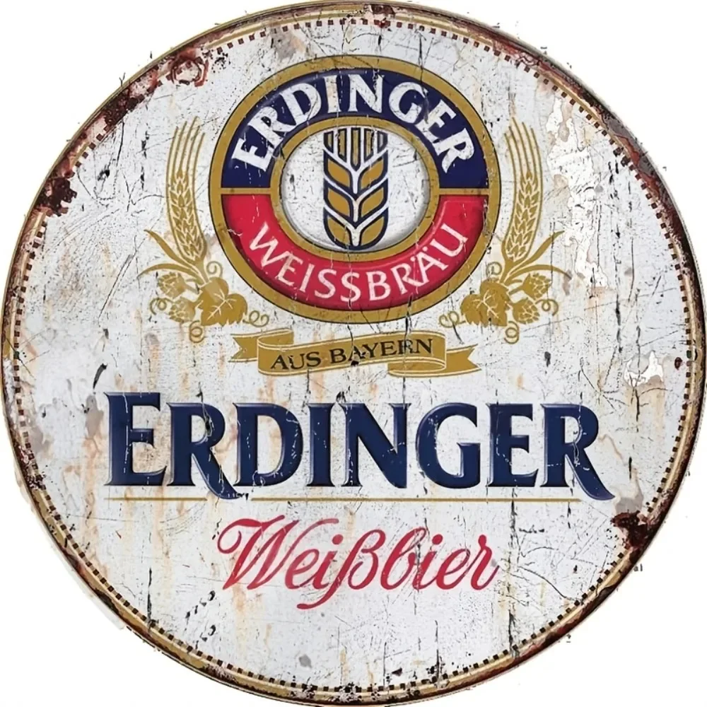 Erdinger Weissbier Beer Brand Tin Sign - Vintage Durable Metal Plaque Wall Decor, German Beer Retro Home Office Bar Man Cave Wal