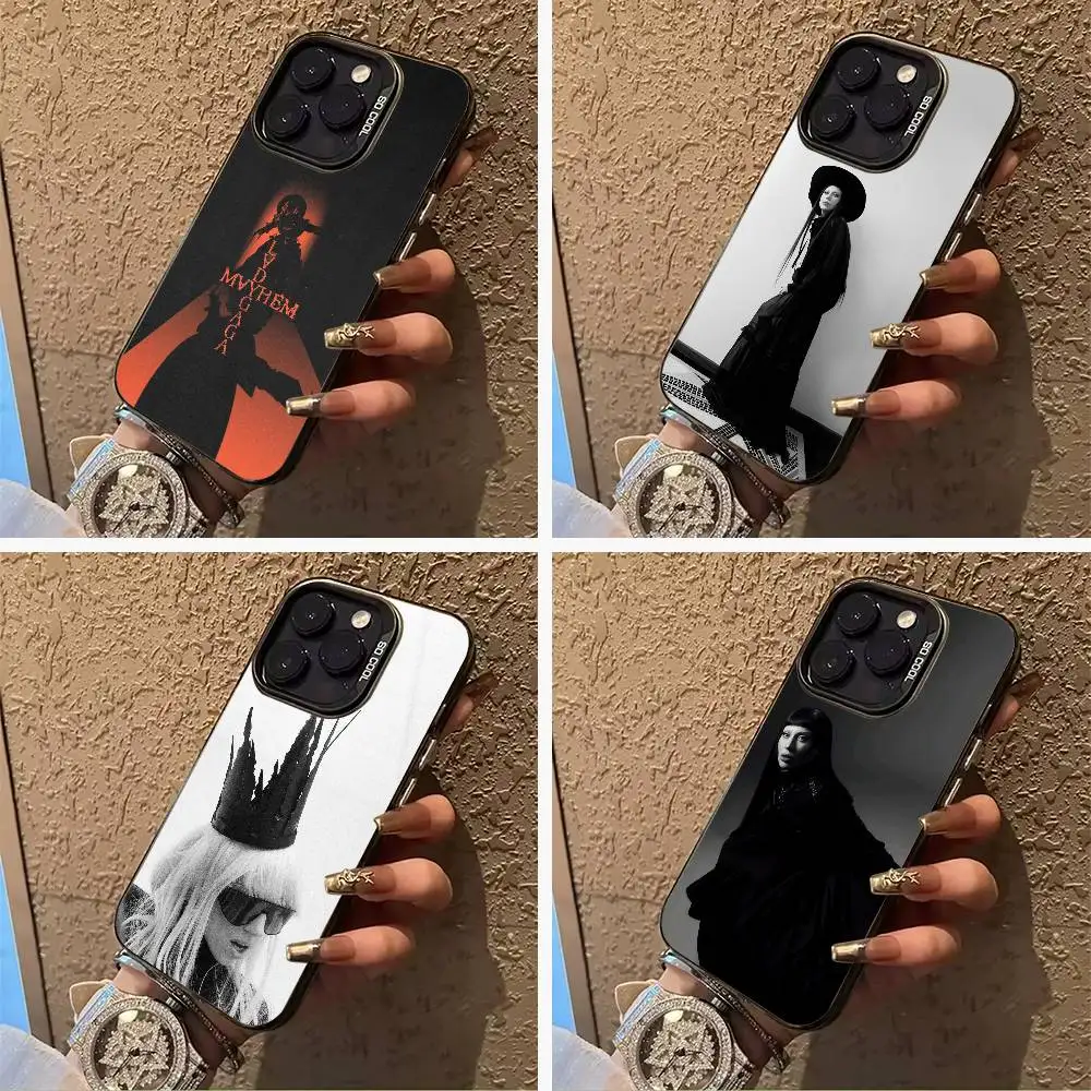 

Star- L- Lady -G-Gaga For iPhone 17 16 15 14 13 12 11 Pro Max XS 17 Air Silicone Colored Silver Bumper Cover