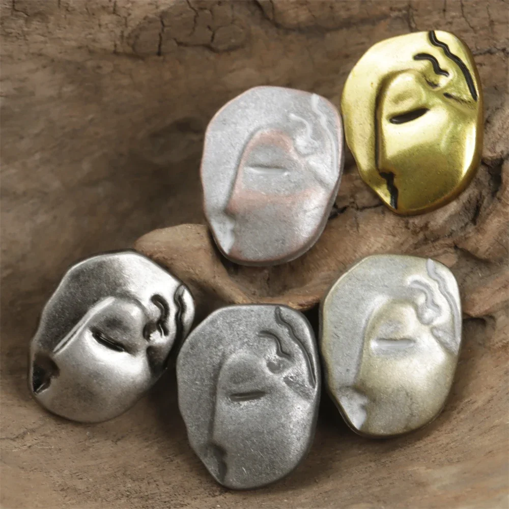 

10pcs 18/25mm Artistic Portrait Metal Buttons for Shirts/Coats/Dresses, Abstract Design, Black/Bronze/Tin, Unique Sewing Buttons