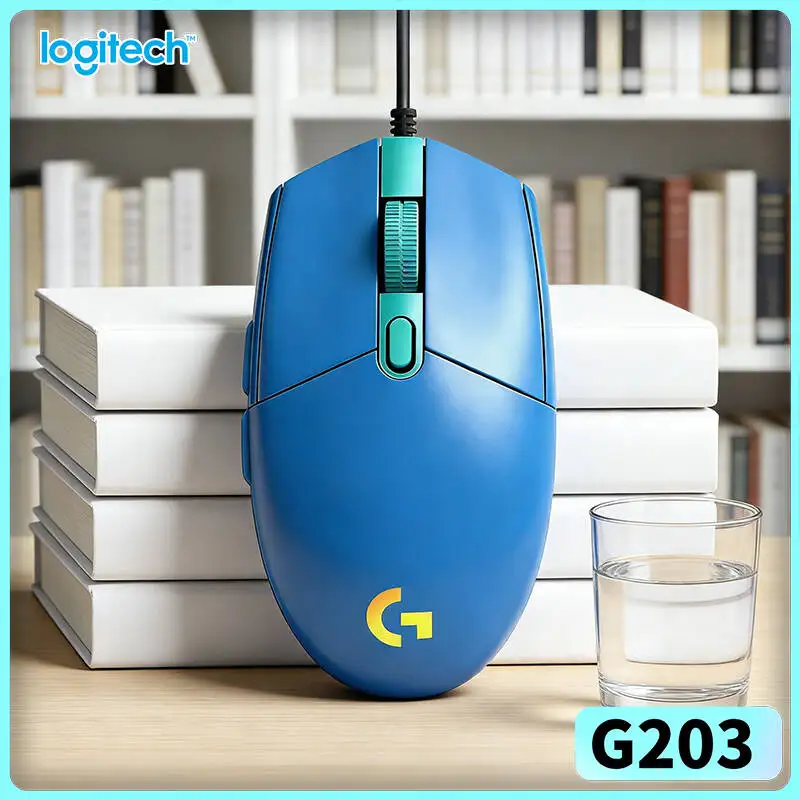 Logitech G203 Prodigy Wired Gaming Mouse 200-8000 DPI RGB Lighting 6 Buttons On-Board Memory 1ms Response Smooth Fit