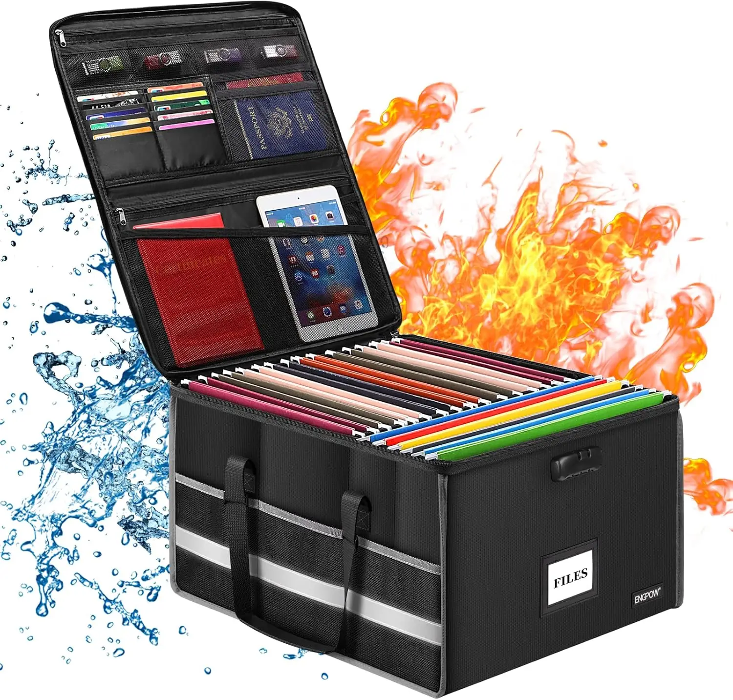 

Огнестойкий ящик для документов с замком, складной шкаф для документов для писем и книг, водонепроницаемое хранилище