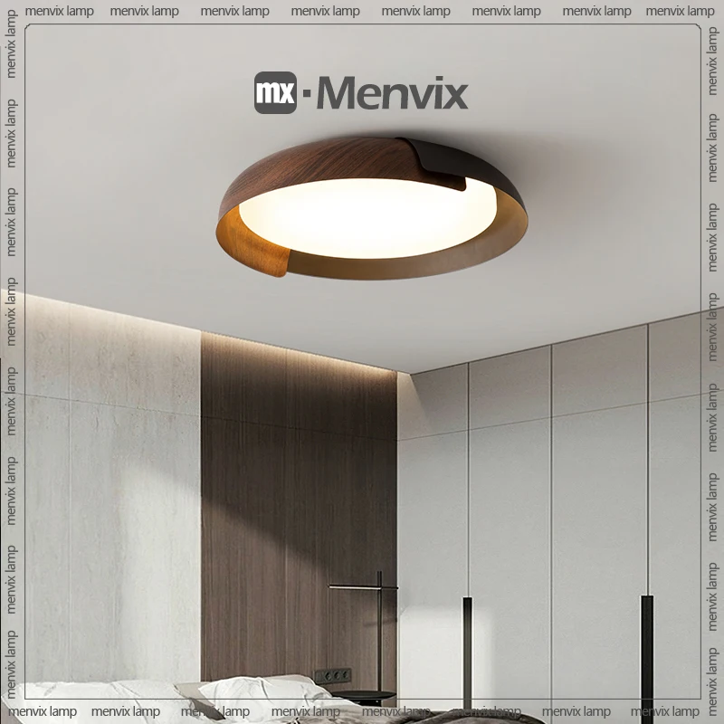 Menvix Nordic Creative Ceiling Lamp Iron/wood Grain Double Layer Lamp Body Living Room Restaurant Hanging Ceiling Light Fixture