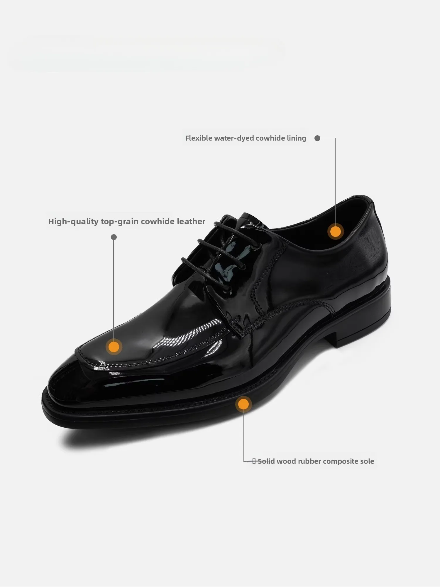 New Men's Casual Business Leather Shoes, Leather Glossy Lace-up Formal Fashion Handmade Men's Shoes