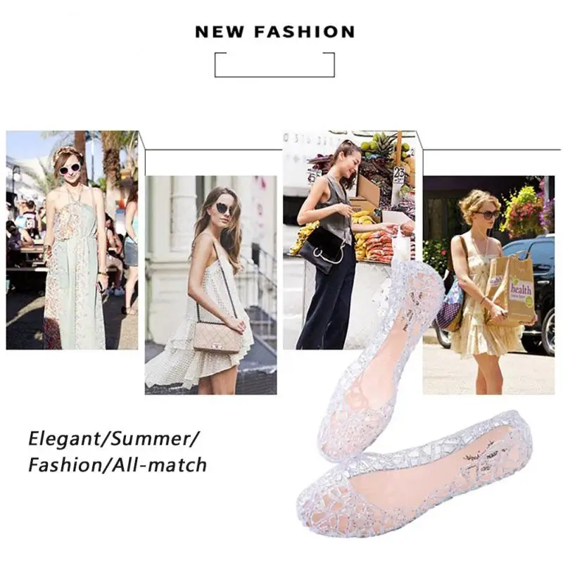 New Women Sandals Jelly Shoes Breathable Flats Shoes Hollow Out Slip Fashion Ladies Footwear Sandals Summer Sandalias Mujer