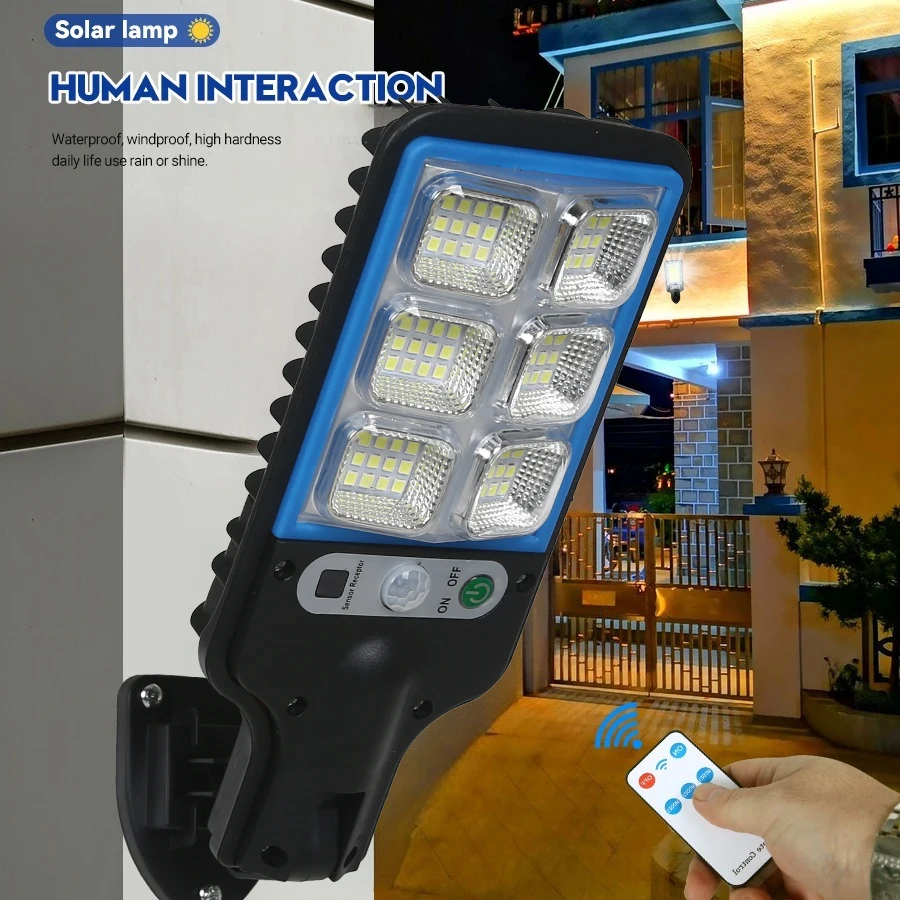 أضواء الجدار الشمسية LED مع محس حركة 3 طرق USB قابلة للشحن مصباح الشارع الإضاءة الأمنية في الهواء الطلق لحديقة 108COB المرآب #2
