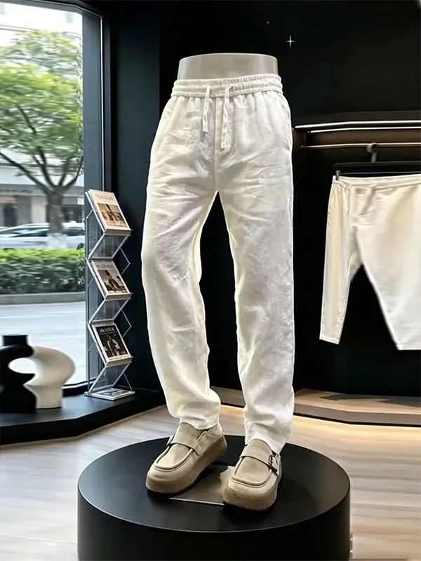 Men's Summer Thin Breathable Quick Dry Drapey Wide Leg Pants Casual Straight Leg Long Trousers Loose Fit Comfortable Shorts