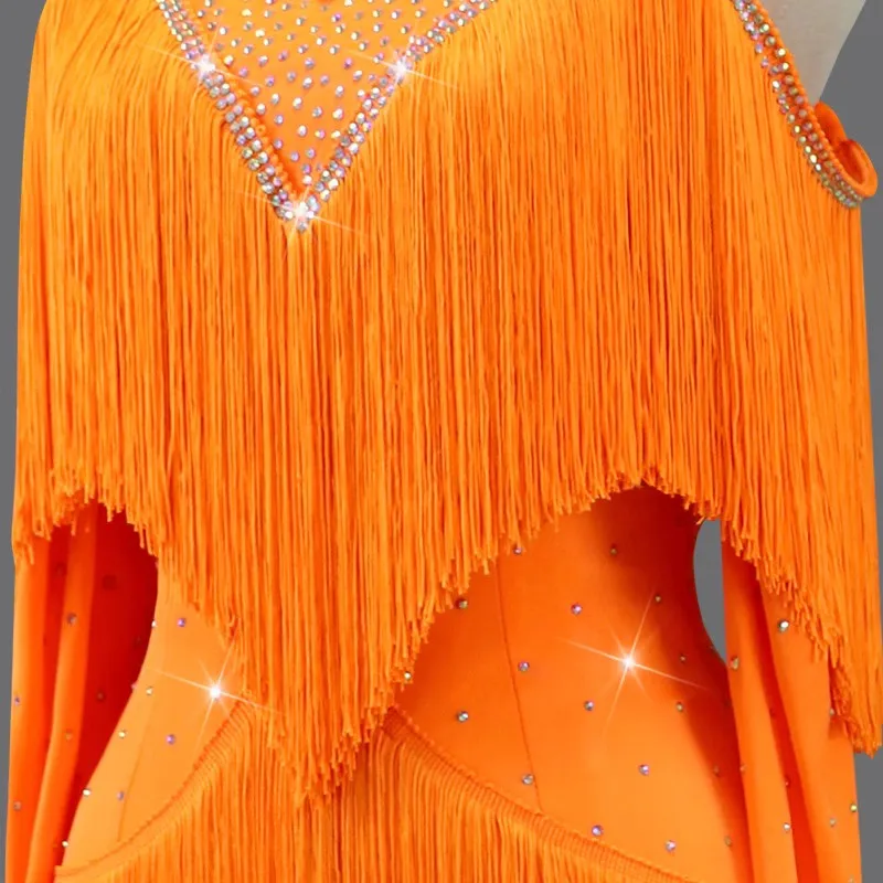 2025 Womens Latin Dance Dress Stage Costume Female Tassel Suit Ballroom Competition Clothing Girls Party Samba Dancewear Parties