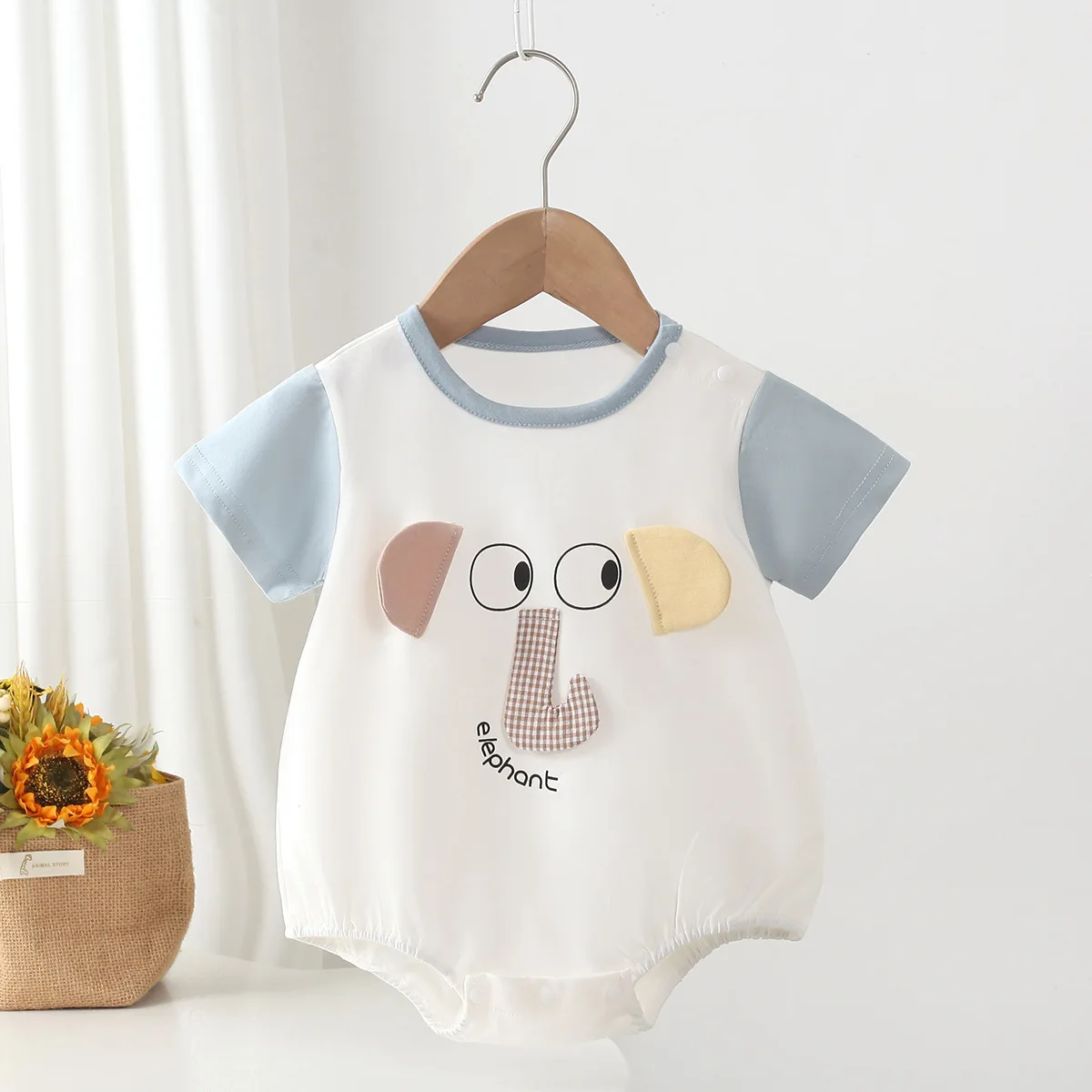 Baby Boy Summer Lightweight Cool Short Romper 6-12M Kids Pure Cotton Cartoon Bodysuit Infant Stylish Moisture-wicking Jumpsuit