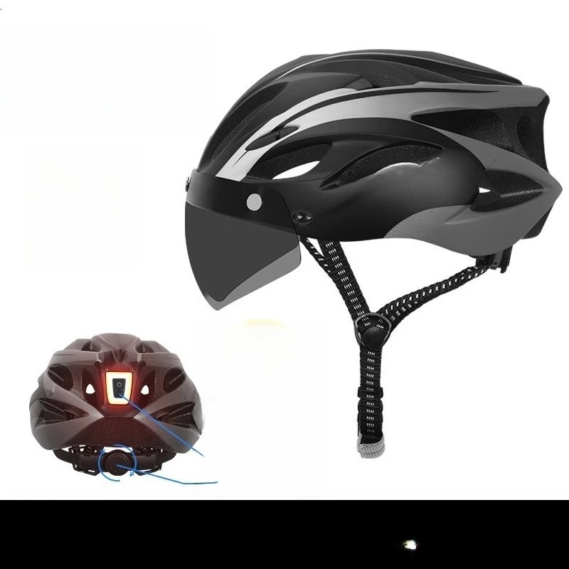 Bicycle Helmet Magnetic Goggles Ultra-light Integrated Molding Cycling Helmet Men's Mountain Road Bike Cap